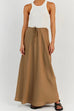 Priyavil Drawstring Waist Satin A-line Maxi Skirt