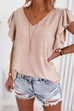 Priyavil V Neck Flare Sleeve Solid Summer Top