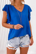 Priyavil V Neck Flare Sleeve Solid Summer Top