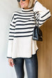 Priyavil Turtleneck Side Split Striped Sweater