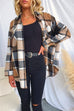 Priyavil Lapel Button Down Pockets Plaid Shacket Coat