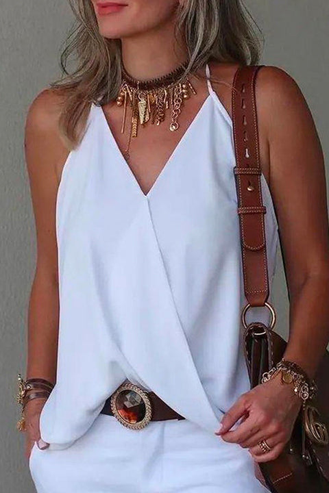 Priyavil V Neck Solid Summer Cami Top