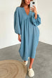 Priyavil V Neck Long Sleeves Baggy Loungewear Midi Dress