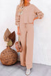 Priyavil Round Neck Pullover Drawstring Waist Wide Leg Pants Loungewear Set