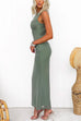 Open Back Ruched Sleeveless Bodycon Maxi Dress