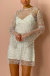 Long Sleeves Shinny Pearls Sequin Beaded Mesh Dress