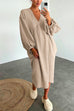 Priyavil V Neck Long Sleeves Baggy Loungewear Midi Dress