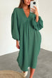 Priyavil V Neck Long Sleeves Baggy Loungewear Midi Dress