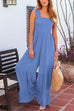 Priyavil Wide Straps Smocked High Waist Ruffle Wide Leg Jumpsuit