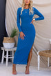 Long Sleeves Backless Side Split Maxi Bodycon Dress