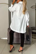 Side Split Long Sleeves Button Down Oversized Blouse Shirt