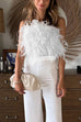 Priyavil Fuzzy Feather Crop Tube Top