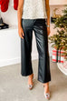 Priyavil One Button Straight Leg Faux Leather Pants