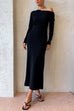 Cold Shoulder Long Sleeves Ruched Elegant Midi Dress