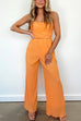 Sunset Glam Crop Top and Wide Leg Pants Ruched Set