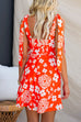 V Neck Adjustable Tie Straps Floral Print Mini Dress