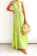 Priyavil Halter Tie Waist Ruffle Tiered Maxi Printed Holiday Dress