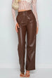 Priyavil Faux Leather Straight Leg Trousers with Pockets