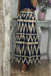 Priyavil Pocketed Geometric Printed A-line Maxi Swing Skirt