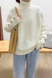 Priyavil Turtleneck Raglan Sleeves Buttons Slouchy Sweater