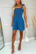 Priyavil Tie Shoulder Smocked Cami Denim Romper