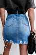 Priyavil Raw Hem Ribbed Trendy Denim Skirt