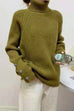 Priyavil Turtleneck Raglan Sleeves Buttons Slouchy Sweater