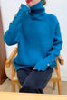 Priyavil Turtleneck Raglan Sleeves Buttons Slouchy Sweater