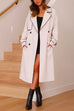 Notch Lapel Double Breasted Long Trench Coat with Belt