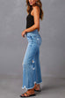 Priyavil Raw Hem Ripped Flare Bottoms Denim Pants