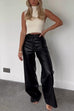 Priyavil High Rise Pocketed Wide Leg Faux Leather Pants