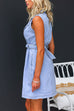 Lapel Sleeveless Button Up Belted Denim Dress