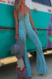 Priyavil Lace Up Bell Bottoms Tie Dye Cami Jumpsuit