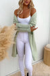 Open Front Ribbed Knitting Splice Midi Sweater Cardigan
