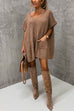 Priyavil Oversized V Neck Short Sleeves Pocketed Poncho Sweater