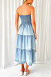 Priyavil Strapless Tube Side Slit Ruffle Tiered Denim Dress