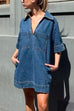 Priyavil V Neck Pocketed Tara Denim Mini Dress