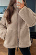 Priyavil Turtleneck Zipper Up  Pocketed Fuzzy Fleece Coat