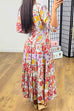 Priyavil Deep V Neck High Waist Pockets Floral Maxi Swing Dress