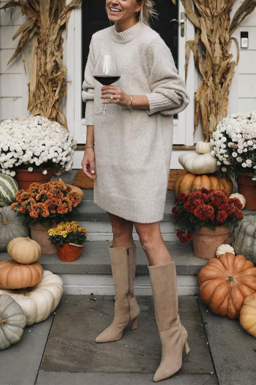 Mockneck Loose Fit Slouchy Sweater Dress