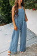 Priyavil Button Strap Sleeveless Jumpsuit with Pockets