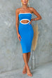 Strapless Cut Out Bodycon Midi Dress