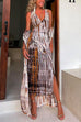 Sleeveless V Neck Tie Dye Wrap Midi Dress