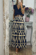 Priyavil Pocketed Geometric Printed A-line Maxi Swing Skirt