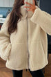 Priyavil Turtleneck Zipper Up  Pocketed Fuzzy Fleece Coat