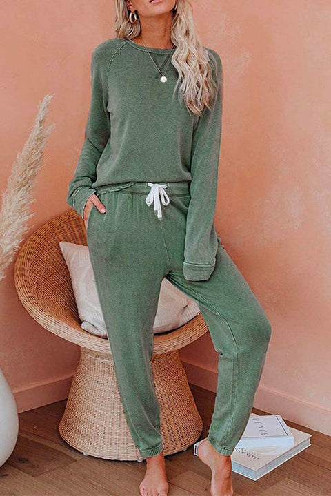 Priyavil Long Sleeves T-shirt Drawstring Waist Joggers Loungewear Set