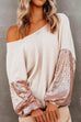 Priyavil Sequin Splice Backless Criss Cross Knit Sweater