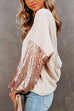 Priyavil Sequin Splice Backless Criss Cross Knit Sweater