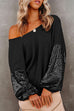 Priyavil Sequin Splice Backless Criss Cross Knit Sweater