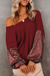 Priyavil Sequin Splice Backless Criss Cross Knit Sweater